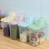 HULIANFU PP Food Storage Box Plastic Clear Container Set with Pour Lids Kitchen Storage Bottles Jars Dried Grains Tank 1.9L-2.5L H1211