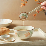 HULIANFU Ins Style Japanese Style Stoneware Small Soup Spoon, Ceramic Spoon, Long Handle Spoon, Household Cute Creative Rice Spoon