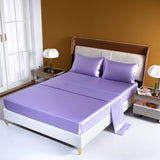 HULIANFU Satin Silk Bedding Sheet Set Solid Color Fitted Sheet Set Single Double King Size Bed Sheet Set Luxury Rayon Flat Sheet Set