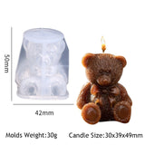 HULIANFU Sitting Position Toy Bear Silicone Candle Molds for Handmade Scented Candle Plaster Cute Bear Injection Mould Home Decor
