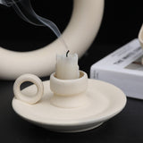 HULIANFU White Ceramic Vegetarian Candle Holder Figurines Nordic Modern Candlestick Ornament Home Interior Desktop Decoration