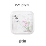HULIANFU Spit Bones Bone Dish Household Melamine Plastic Dining Table Tray Dried Fruit Residue Snack Residue Dish Snack Dish Vinegar Dish