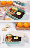 HULIANFU Wheat Straw Lunch Box Microwavable Tableware Students Adult Multi Grids Lunch Boxes Insulation Keep Fresh Leakproof Storage Box