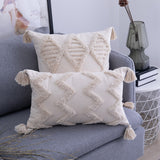 HULIANFU Simple Square Tassel European Style Sofa Pillow Ins Cushion Retro Style Throw Pillow Home Decorative Cushion Cover Without Core