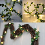 HULIANFU Outdoor Wedding Decoration LED Leaf Twine Fairy String Lights With Battery Operate For Rustic Holiday Party Event Decor Supplies