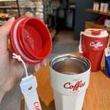 HULIANFU New Fashion 420ml/620ml Double Stainless Steel Coffee Mug Wtih Rope Portable Car Thermos Mug Vacuum Flask Travel Tumbler