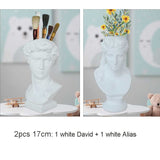 HULIANFU W&amp;G Nordic Vase Home Decor Vase Creative Human Head Portrait Flower Vases Room Decoration Resin David Flower Vase Room Decor