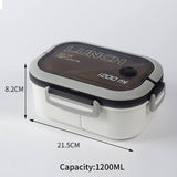 HULIANFU Lunch Box 2 Layers Grids Student Office Worker Microwave Hermetic Bento Box Outdoor Picnic Fruit Food Container with Fork Spoon