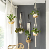 HULIANFU Macrame Handmade Plant Hanger Baskets Flower Pots Holder Balcony Hanging Decoration Knotted Lifting Rope Home Garden Supplies