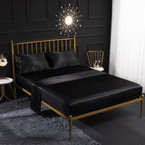 HULIANFU Luxury Emulation Silk Fitted Sheet 3/4 Pcs Sets Solid Color Satin Double Fitted Bed Sheet Set Pillowcases Queen Size Bedsheet
