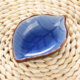 HULIANFU Japanese Leaf Ceramic Sauce Dish Kitchen Seasoning Plate Ice Cracked Glaze Sauce Small Dishes Fish Shaped Bowl For Kitchen