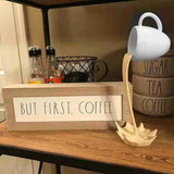 HULIANFU Resin Statues Floating Coffee Cup Art Sculpture Home Kitchen Decoration Crafts Spilling Magic Pouring Liquid Splash Coffee Mug
