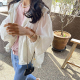 Hulianfu Hooded Summer Jackets Women Loose Pure Simple All-match Sun-proof Basic Outwear Long Sleeve White Lady Clothing Soft Minimalist