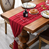HULIANFU Sheer Chiffon Luxury Solid Color Table Runner Rustic Boho Wedding Party Bridal Shower Birthday Home Christmas Decoration