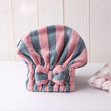 HULIANFU Microfiber Hair Towel Wrap for Women Stripe Absorbent Quick Dry Hair Turban for Drying Curly Long Thick Hair Hat Wrapped Towel