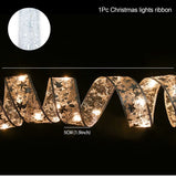 HULIANFU Ribbon Fairy Light Christmas Decoration Christmas Tree Ornaments  For Home  Bows String Lights Navidad Natal New Year 2023