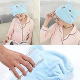 HULIANFU New Dry Hair Cap Towel Strong Absorbing Cute Bear Hat Quick-dry Cartoon Head Wrap Soft Shower Cleaning Supplies Home Hair Drying