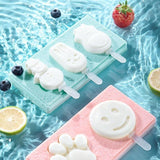 HULIANFU Silicone Ice Cream Mold Popsicle Siamese Molds with Lid DIY Homemade Ice Lolly Mold Cartoon Cute Image Handmade Kitchen Tools