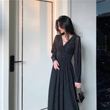 Hulianfu Vintage Sexy Maxi Dresses for Women Party Sequin Midi Dress Female Casual Chiffon Slim Korean Woman Dress Elegant Autumn