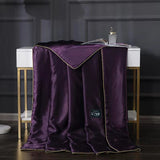 HULIANFU Luxury Emulation Silk Quilted Quilt Queen High End Spring Summer Satin Quilts Mechanical Wash Soft Comfortable Thin Comforter