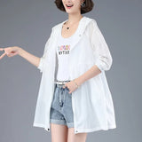 Hulianfu New Summer Medium Long Sun Protection Clothing Female Thin Jacket Loose Hooded  Coat Sun Protection Windbreaker Women