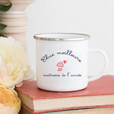 HULIANFU Merci Maîtresse/Atsem Print Coffee Mug Creative Enamel Cups Drinks Water Milk Cup Mug School Home Handle Drinkware Teacher Gifts