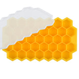 HULIANFU SILIKOLOVE Honeycomb Ice Cube Trays Reusable Silicone Ice cube Mold BPA Free Ice maker with Removable Lids