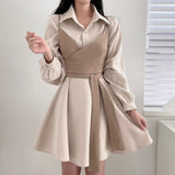 hulianfu Korean Chic Wrap-around Vest Sling Outdoor + Irregular Puff Sleeve Dress Women's Summer Two-piece Set Midi Dress