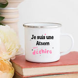 HULIANFU Merci Maîtresse/Atsem Print Coffee Mug Creative Enamel Cups Drinks Water Milk Cup Mug School Home Handle Drinkware Teacher Gifts