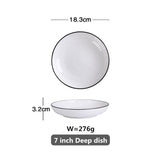 HULIANFU White Dinner Plate Set Ceramic Kitchen Plate Tableware Set Food Dishes Rice Salad Noodles Bowl Soup Kitchen Cook Tool 1pc