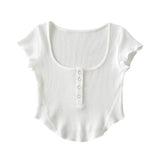 Hulianfu Women Y2k Crop Tops Short Sleeve Baby Tees for Teen Girls Summer Slim Fit Cropped Sweet T-Shirt Streetwear