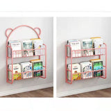 HULIANFU Simple Metal Bookshelf Iron Art Furniture Children  Picture Books Storage Rack Save Space Wall Hanging Shelf Bookcase Bedroom