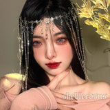 hulianfu exotic headdress Hanfu tassel hair accessories ancient costume forehead eyebrows falling curtain veil
