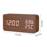 HULIANFU USB/AAA  Clocks LED Wooden Alarm Clock Watch Table Voice Control Digital Wood Despertador Electronic Desktop Table Decor