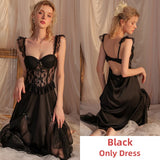 hulianfu Sexy Night Dress Women Lace Sleepwear Mesh Sling Camisole Long Robe Nightgown Pajamas Sets Party Lingerie Set Home Suit Nighty