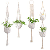 HULIANFU Macrame Handmade Plant Hanger Baskets Flower Pots Holder Balcony Hanging Decoration Knotted Lifting Rope Home Garden Supplies