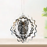HULIANFU Stainless Steel 3D Rotating Wind Chimes Hummingbird Life Tree Owl Hanging Ornaments Outdoor Home Garden Farmhouse Spiner Decor