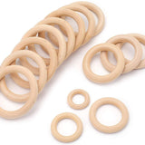 HULIANFU Unfinished Solid Wooden Rings 15-100MM Natural Wood Rings for Macrame DIY Crafts Wood Hoops Ornaments Connectors Jewelry Making