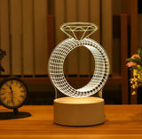HULIANFU Romantic Love 3D Acrylic Led Lamp for Home Children Night Light Table Lamp Birthday Party Decor Valentine Day Bedside Lamp