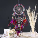 HULIANFU NEW Creative all handmade five-ring dream catcher pendant living room bedroom decoration wall hanging beautiful Hanging ornament