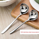HULIANFU Korean Stainless Steel Thickening Spoon Creative Long Handle Hotel Hot Pot Spoon  Soup Ladle Home Kitchen Essential Tools h2