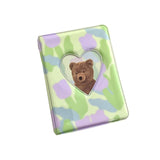 HULIANFU Lovely Bear photo album 3 Inch Love Heart Hollow Kpop Card Binder Name Card Book Photo Album Card Photocard ID Holder 40 Pockets