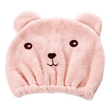 HULIANFU New Dry Hair Cap Towel Strong Absorbing Cute Bear Hat Quick-dry Cartoon Head Wrap Soft Shower Cleaning Supplies Home Hair Drying