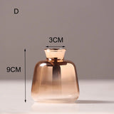 HULIANFU Modern Electroplated Gold Glass Vase Hydroponics Small Vases Dried Flower Decor Tabletop Containers Wedding Home Decoration