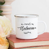 HULIANFU Merci Maîtresse/Atsem Print Coffee Mug Creative Enamel Cups Drinks Water Milk Cup Mug School Home Handle Drinkware Teacher Gifts