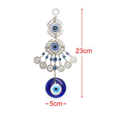 HULIANFU Turkish Blue Eye Horseshoe with Elephant and Ribbon Wall Hanging Amulet Ethnic Lucky Gift Pendants Home Car Hanging Decorations