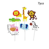 HULIANFU Wild Jungle Party Cake Topper Kids Happy Birthday  Animal Cake Flag Boy Birthday Party Decoration Children Forest Party Supplies