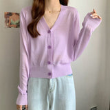 Hulianfu Summer V Neck Cardigan Women Casual Transparent Sweater Shirts Lady Simple Thin Solid Outwear Female Crop Top
