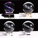 HULIANFU New 80mm K9 Crystal Solar System Planet Globe 3D Laser Engraved Sun System Ball with Touch Switch LED Light Base Astronomy Gifts