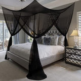 HULIANFU Sexy Mosquito Net Palace Four Door King/Queen Double Size Home Single  Bed Prevent Insect Outdoor Square Grace White Canopy Net